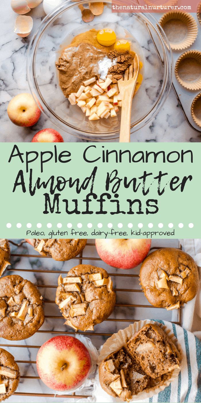 apple cinnamon almond butter muffins on a cooling rack