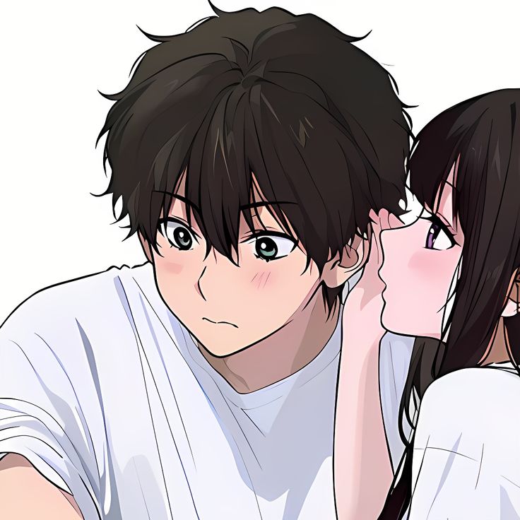 two people are kissing each other while one is wearing a white shirt and the other has black hair