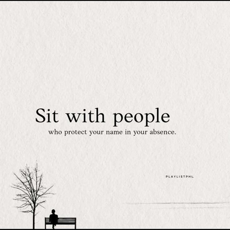 a person sitting on a bench in front of a tree with the words sit with people who protect your name in your abundance