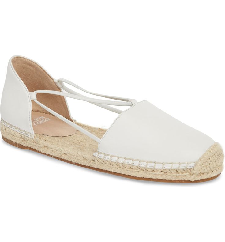 Eileen Fisher Lee Espadrille Flat (Women) | Nordstrom Leather Sandals With Leather Trim For Spring, Leather Trim Round Toe Sandals, Spring Beach Flats With Leather Footbed, Spring Everyday Espadrilles With Textured Sole, Spring Espadrilles With Textured Sole, Spring Everyday Espadrilles With Woven Sole, Everyday Spring Espadrilles With Woven Sole, Spring Espadrilles With Woven Sole For Everyday, Leather Flat Espadrilles With Woven Sole