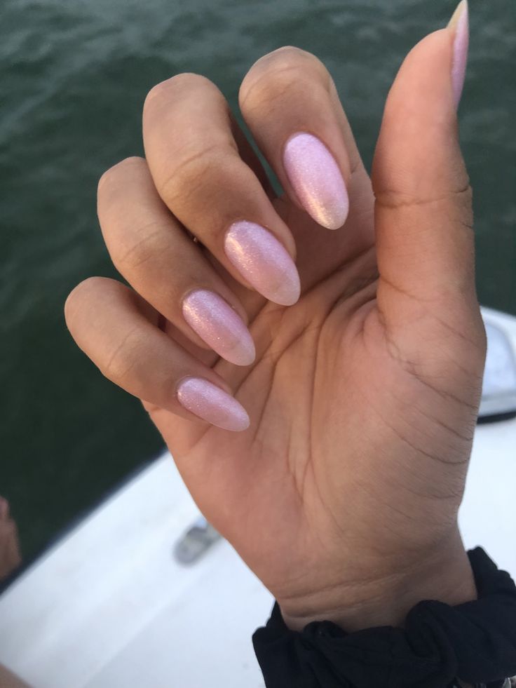 Light Pink Shimmery Nails, Shimmery Pink Nails, Shiny Pink Nails, Light Pink Sparkly Nails, Light Pink Nails With Glitter, Light Pink Glitter Nails, Pink Clear Nails, Pink Shimmer Nails, Shimmery Nails