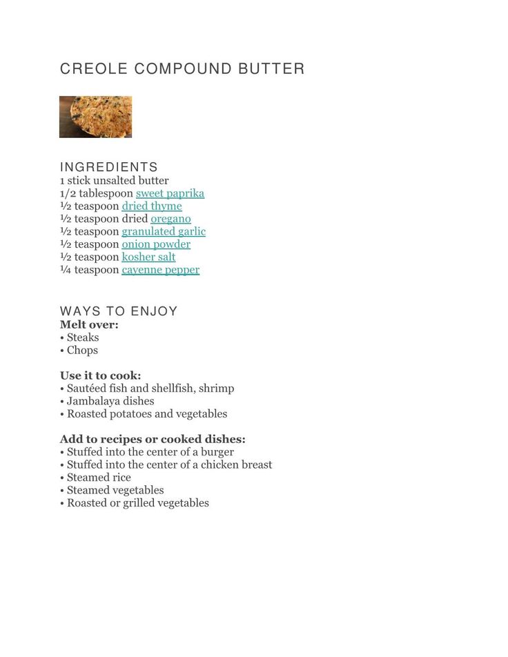 the recipe for creme compound butter is shown