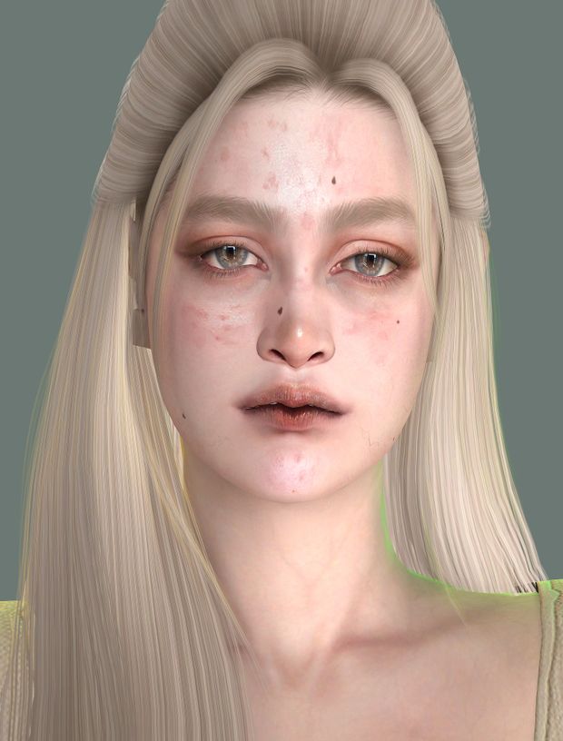 a woman with long blonde hair and blue eyes is shown in this image, she has freckles on her face