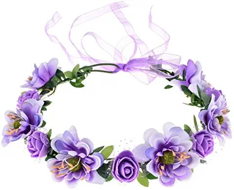 Amazon.com: lavender floral headpiece Women Headbands, Flower Wreath Hair, Flower Crown Bride, Boho Flower Crown, Bridal Halo, Flower Hair Band, Flower Crown Headband, Flower Girl Crown, Ribbon Garland