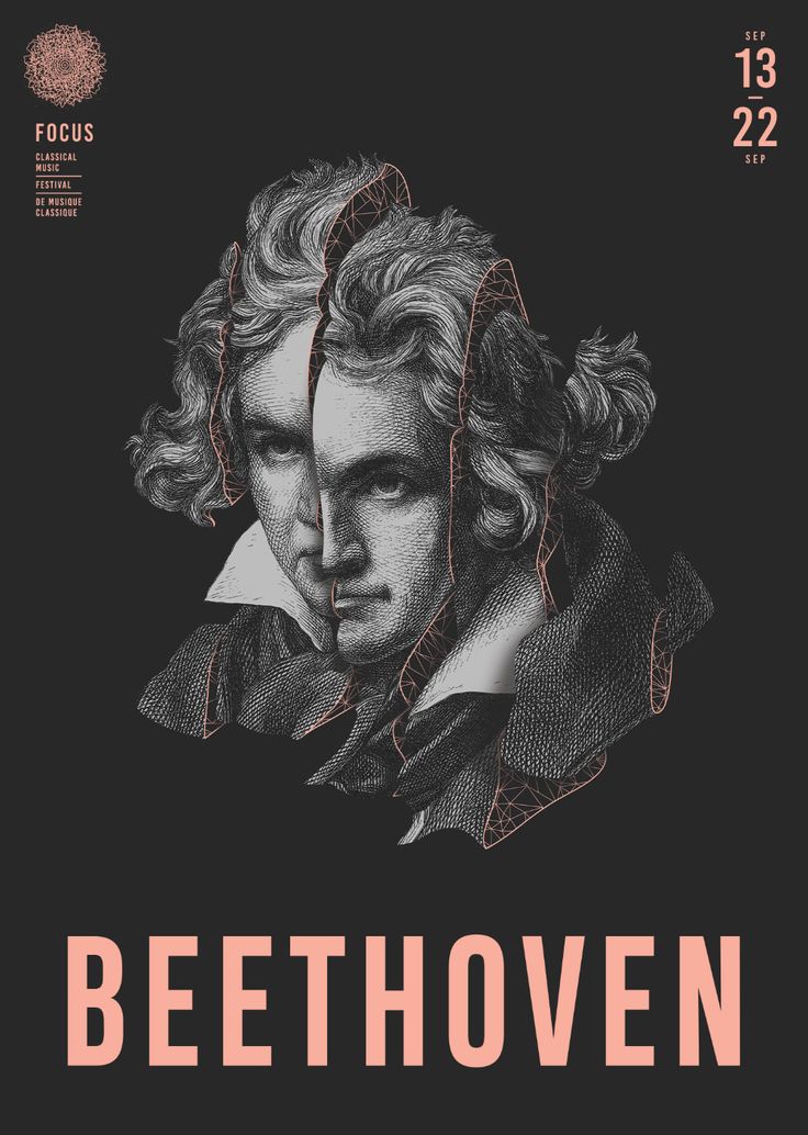 the poster for beethhoven, featuring two men with curly hair and beards