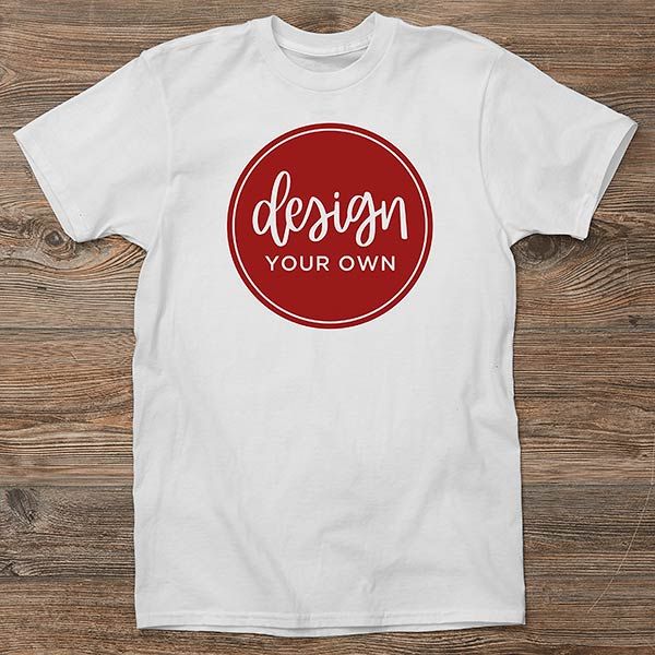 Personalize with any custom designWrite any text, upload a photo or choose from our assortment of artwork to create the perfect piece  Express yourself in personalized style with our Design Your Own Personalized Adult T-Shirt. With many design options available, this shirt is perfect for multiple occasions or events. Basic Cotton Sublimation T-shirt With Custom Print, Basic Cotton T-shirt With Custom Sublimation Print, Custom Print Cotton T-shirt For Customization, Cotton T-shirt With Custom Print, Custom White Print Sublimation Short Sleeve, Customizable White Short Sleeve T-shirt, Custom Print Short Sleeve T-shirt, Custom Print Crew Neck T-shirt For Customization, Customizable Short Sleeve Graphic Tee With Sublimation Design