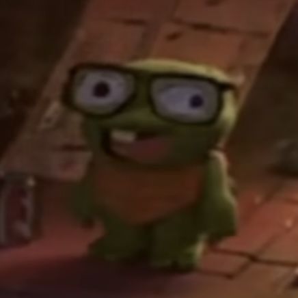 an animated image of a frog with glasses