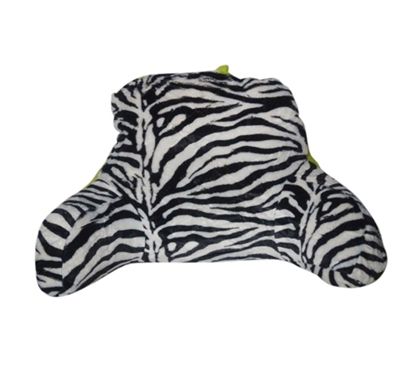 a zebra print pillow on a white background