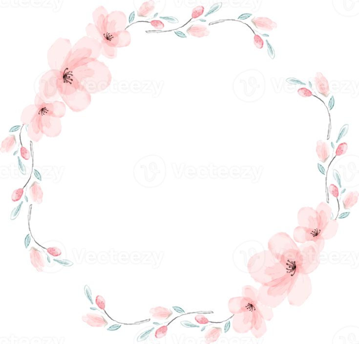 pink flowers and leaves are arranged in the shape of a circle