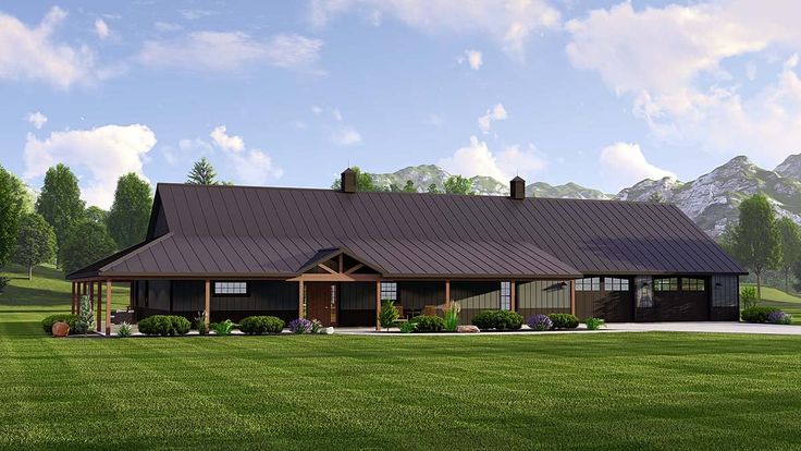 Barndominium, Ranch Style House Plan 41869 with 2400 Sq Ft, 3 Bed, 4 Bath, 2 Car Garage Barndominium House, Barn Plan, Barndominium Plans, Barn Style House Plans, Ranch Style House Plans, Metal Barn, Barndominium Floor Plans, Country Style House Plans, Craftsman Style House Plans