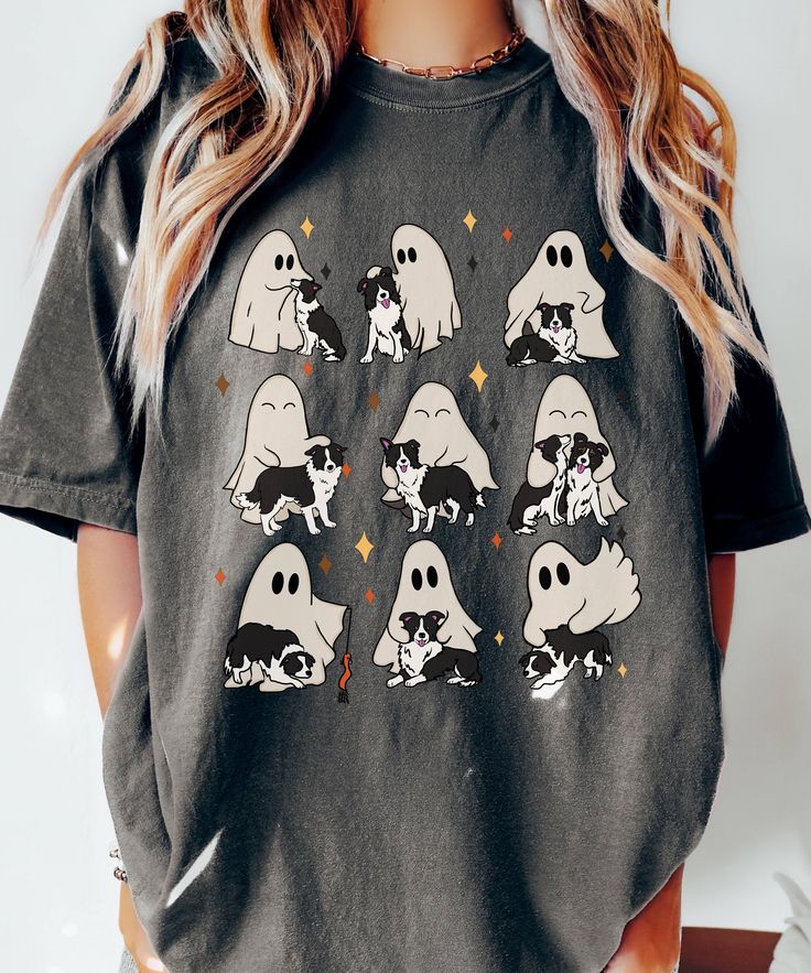 Border Collie And Ghost Comfort Colors Shirts,Cute Halloween Dog Shirt,Halloween Gift for Border Collie Moms, Sustainable Fashion Shirts Cute, Dog Shirts, Halloween Dog, Dog Halloween, Halloween Gift, Dog Shirt, Border Collie, Cute Halloween, Halloween Gifts