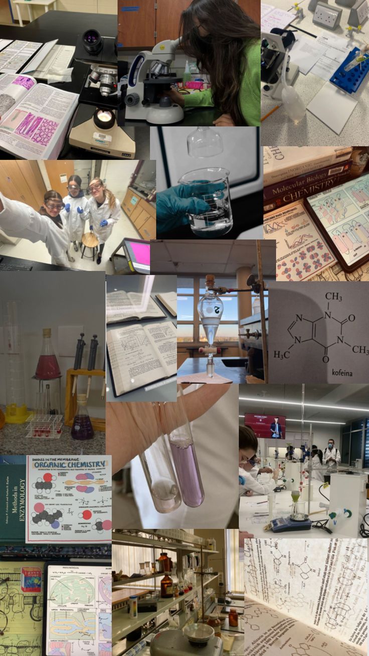 a collage of photos showing various laboratory equipment and people working in the lab together