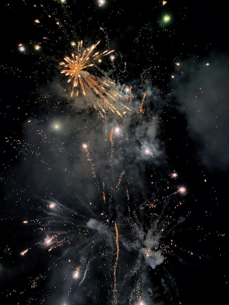 fireworks are lit up in the night sky