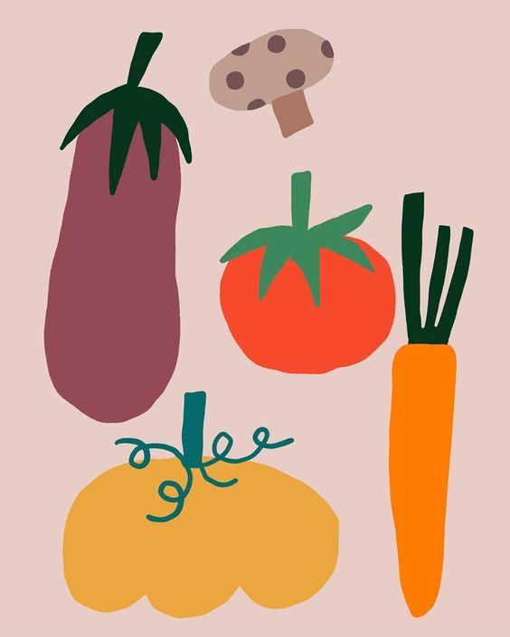 an image of vegetables on a pink background