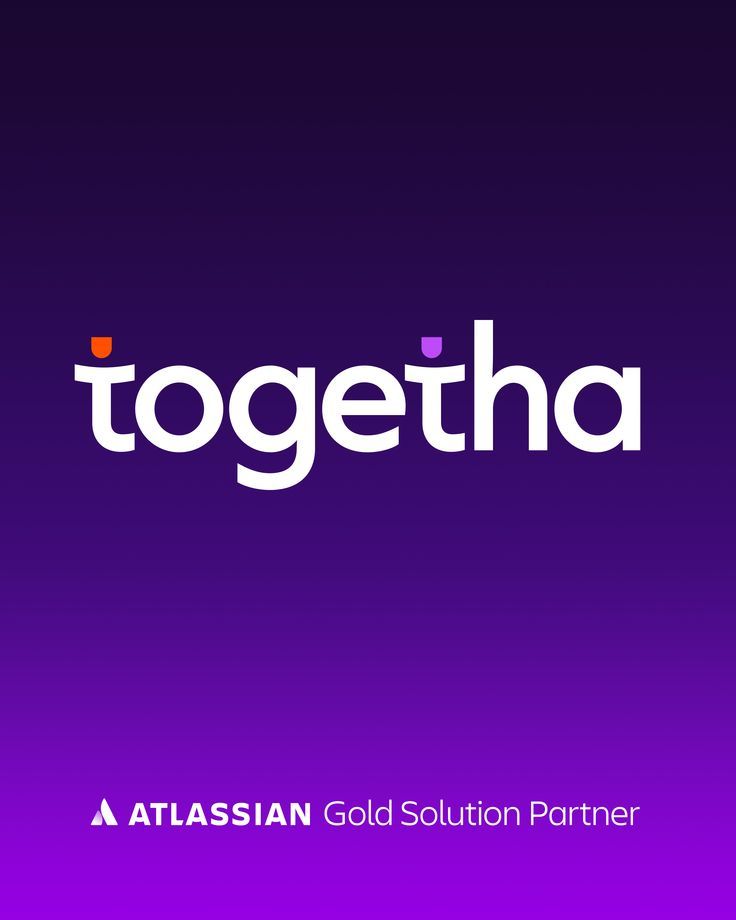 the logo for an atlassian gold solution partner, together with the word'togetha '