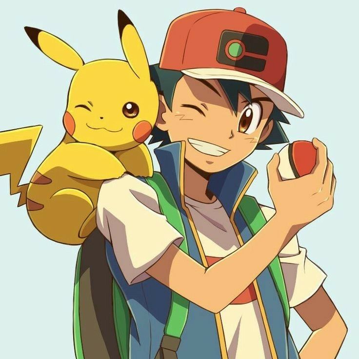 a man holding a pokemon pikachu and an apple in his hand while wearing a baseball cap