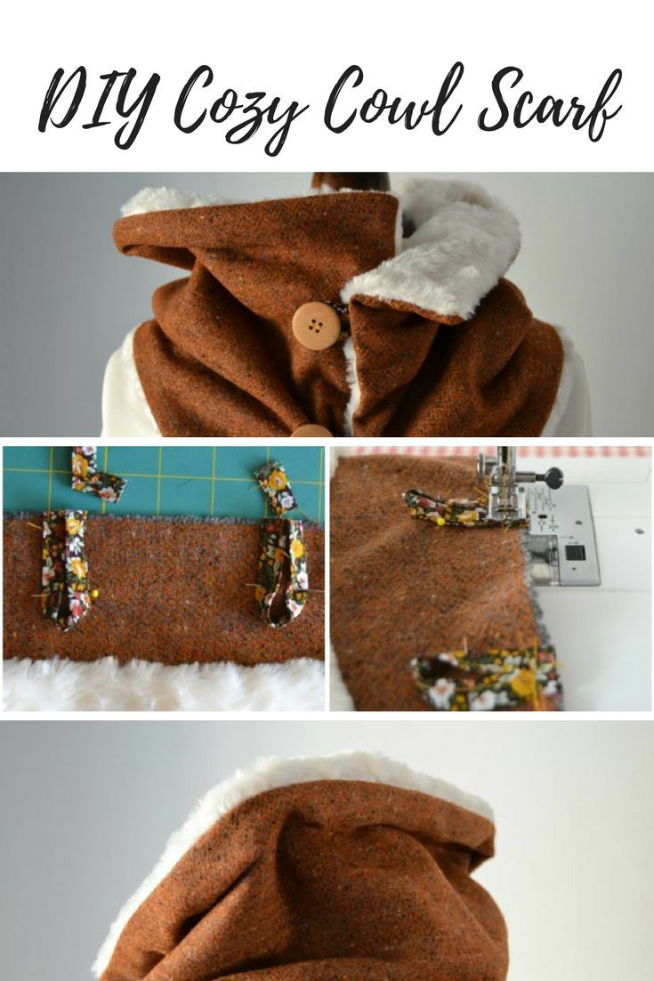 the instructions for how to sew a cozy cowl scarf with buttons on it