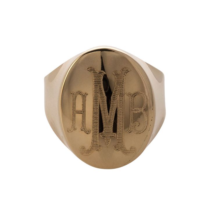 Personalized 14K Gold Oval Signet Ring Oval Signet Ring, Monogram Machine, Family Ring, Family Rings, Candy Necklaces, Circle Monogram, Gold Signet Ring, Gold Engraving, Ring Sale