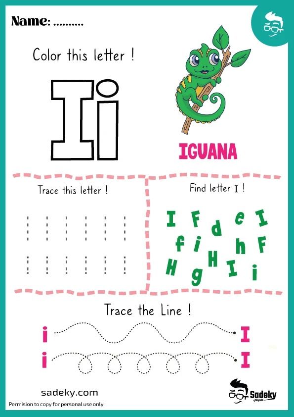 the letter i worksheet for children to learn how to write and draw letters