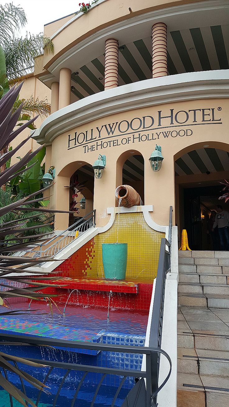 the entrance to hollywood hotel is painted in rainbow colors