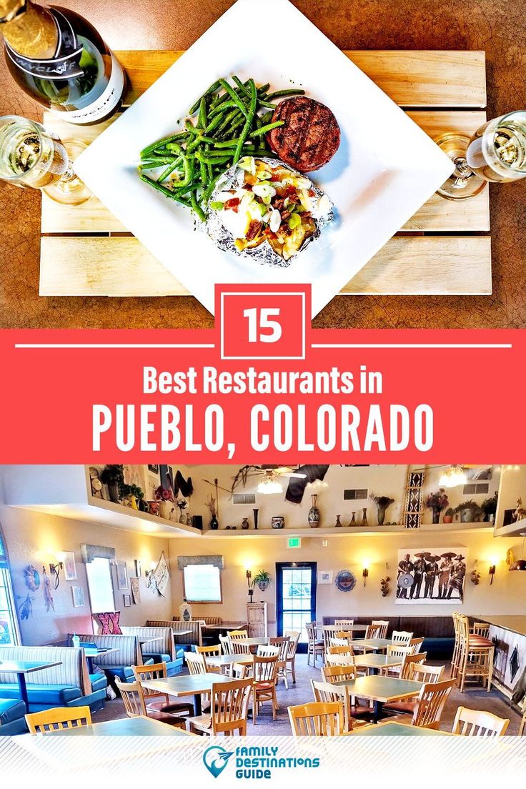 a restaurant with wooden tables and chairs in front of it is the title for 15 best restaurants in pueblo, colorado