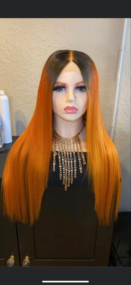 Burnt orange ombre wig Ombre Wig, Orange Ombre, Ombre Wigs, Lace Front Wig, Burnt Orange, Lace Front Wigs, Lace Front, Wigs, Chain Necklace