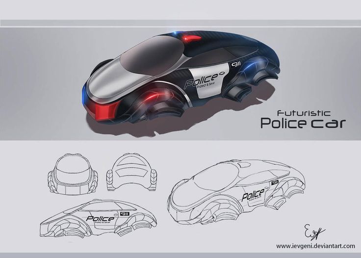 the futuristic police car is depicted in this drawing