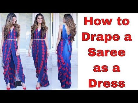 Saree As A Dress, How To Wear A Sari, Tia Bhuva, Drape A Saree, Drape Sarees, Dhoti Saree, Saree Wearing Styles, Saree Wearing, Saree Draping Styles