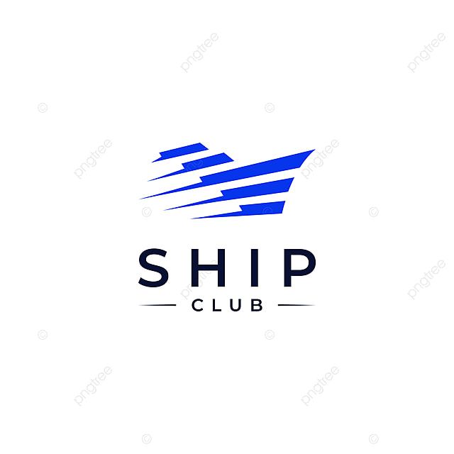 the ship club logo is designed in blue and white with an abstract shape that looks like it