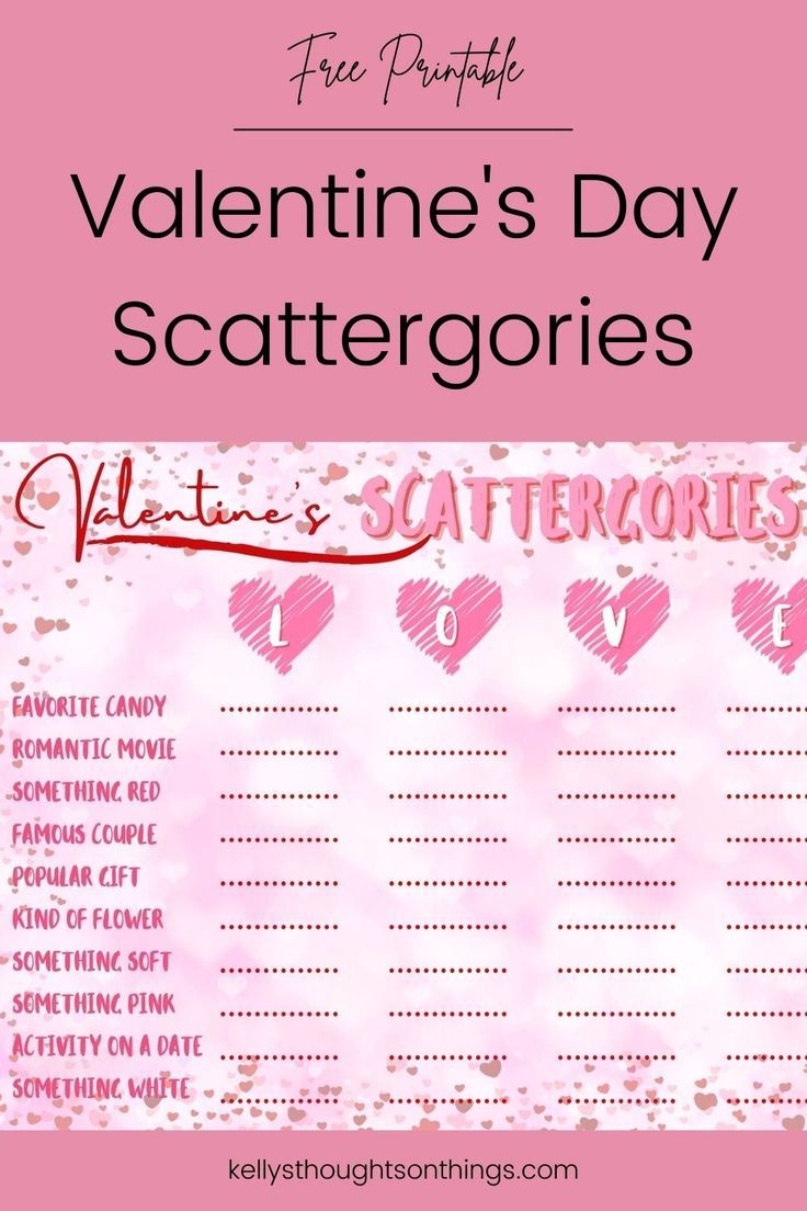 Valentine’s Day Scattergories (Printable) Valentines Day Scattergories, Tic Tac Toe Valentine, Valentine's Day Party Games, Valentines Day Words, Holiday Games, Valentines Printables Free, Famous Couples, Favorite Candy, Valentine Fun