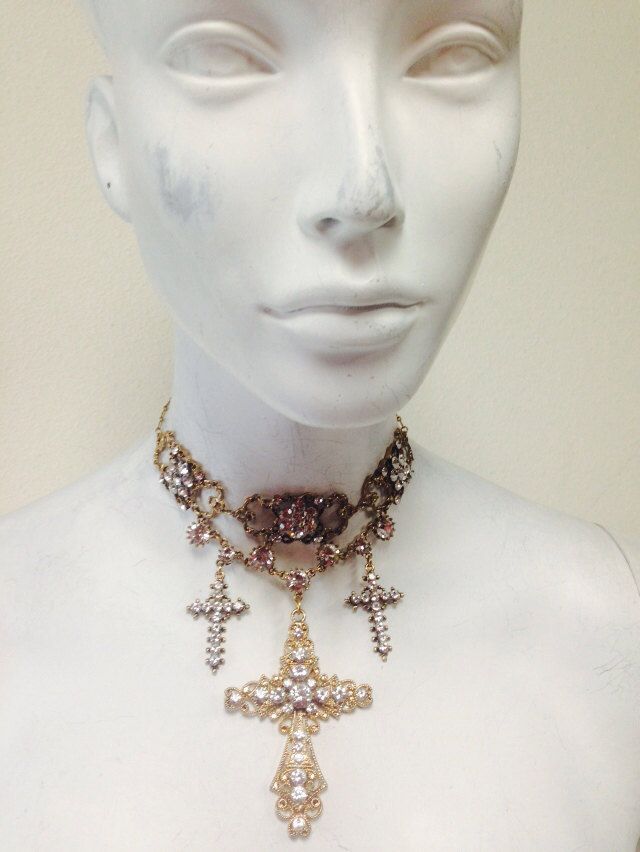 24k gold plated adorned with clear crystals. Great piece to wear out and get noticed! ;) Cross Choker, Choker Gold, Clear Crystals, Gold Cross, Choker Necklaces, Clear Crystal, Choker, Choker Necklace, Statement Necklace