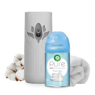 a bottle of pure deodorant next to a pile of cotton