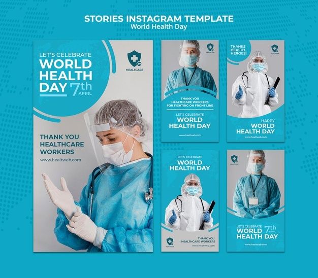 an advertisement for world health day with medical workers in scrubs and masks on their heads