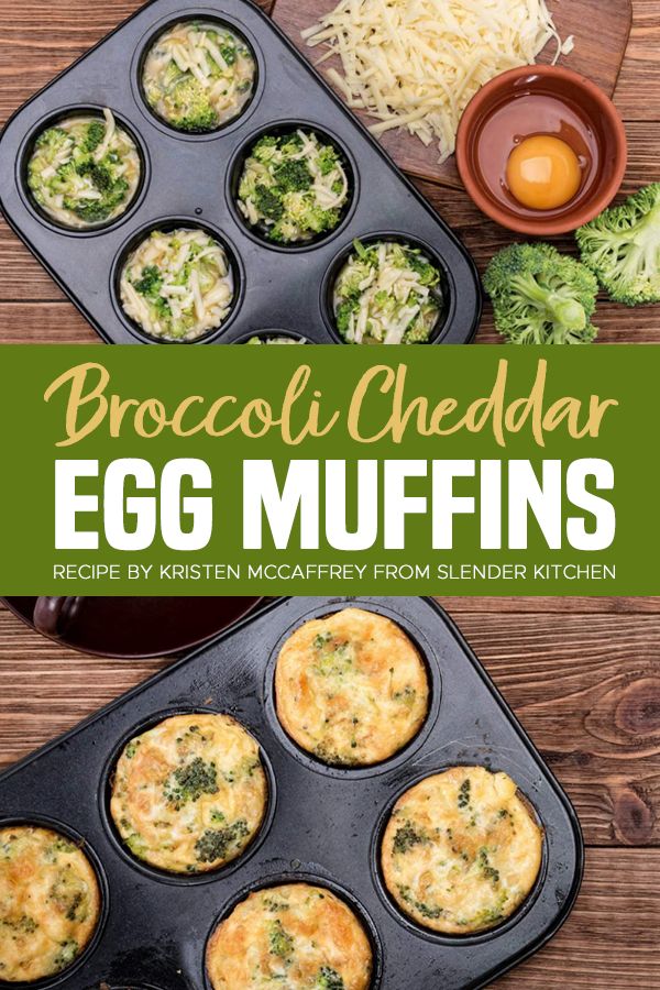 broccoli cheddar egg muffins in a muffin tin on a wooden table