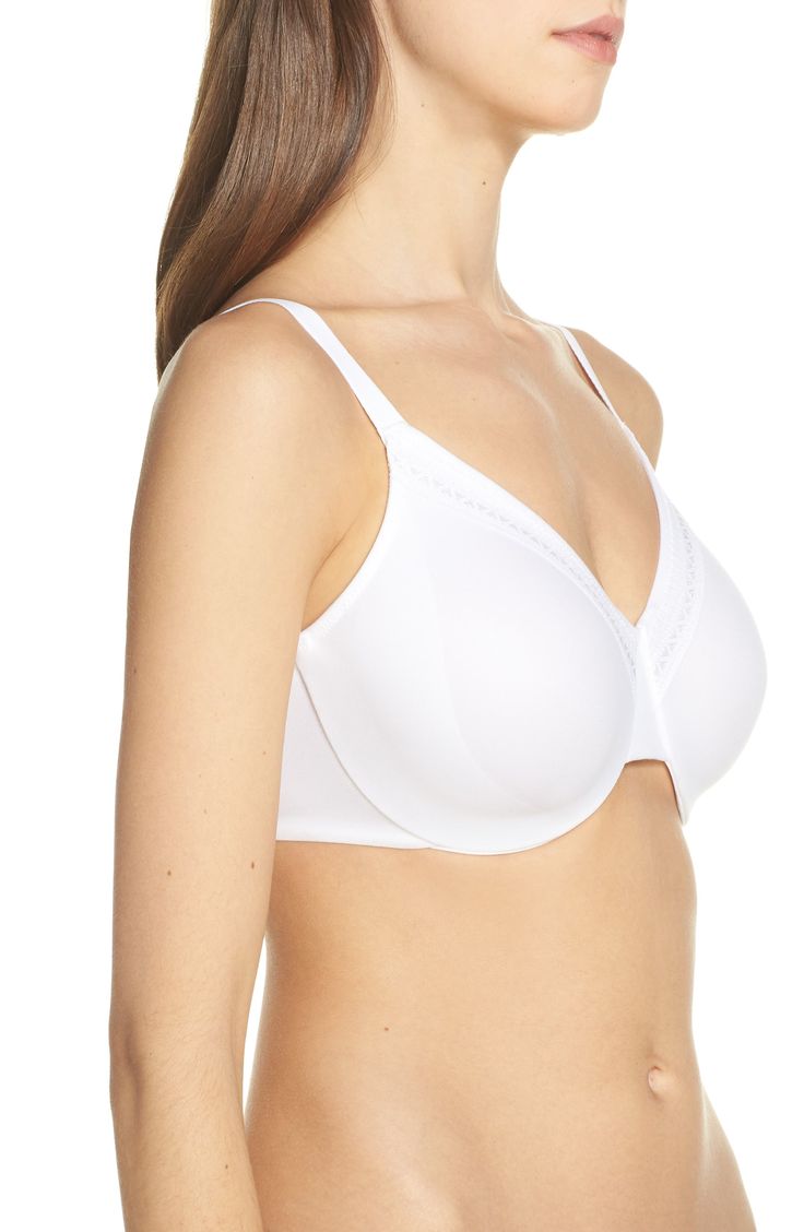 Soft, full-coverage cups and seamless construction offer smooth support in this underwire bra designed for everyday wear. 72% nylon, 28% spandex Hand wash, line dry Imported Classic Full Coverage Nursing Bra With Medium Support, Classic Full Coverage Padded Nursing Bra, Elegant Full Coverage Seamless Sports Bra, Classic Padded Underwire Nursing Bra, Full Cup Bra With Moderate Coverage, Classic Full Coverage Stretch Bra, Classic Underwire Seamless Nursing Bra, Classic Seamless Underwire Nursing Bra, Micro-elastic Full Coverage Bra With Padded Cups