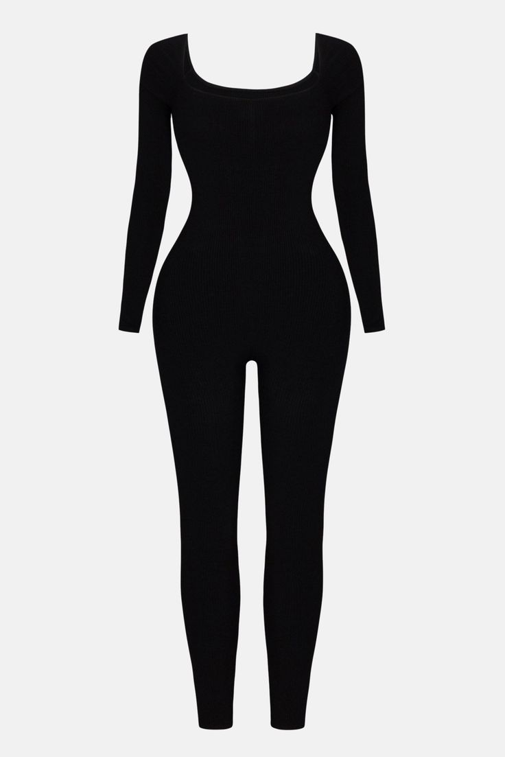 Available In Black. Snatched Jumpsuit Square Neck Long Sleeve Legging Stretch 88% Rayon 12% Spandex Imported | Jocelyn Snatched Jumpsuit in Black size Large by Fashion Nova Square Neck Long Sleeve, Sweater Jumpsuit, Jean Top, Matching Dresses, Black Jumpsuit, Square Neck, Jumpsuits For Women, Black Fashion, Fashion Nova