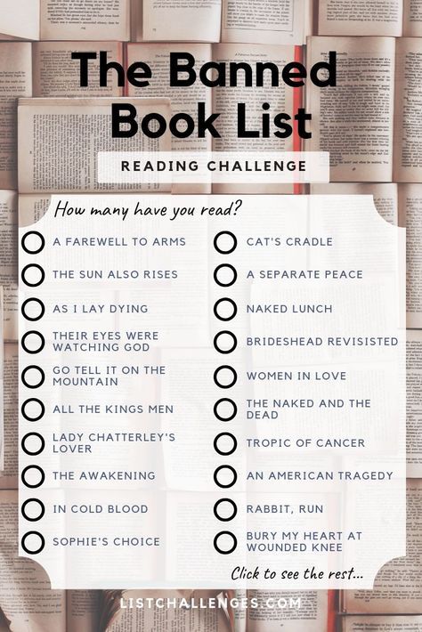 a pile of books with the text, the banned book list reading challenge