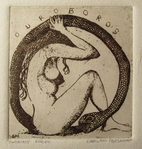 a drawing of a naked woman sitting in a circle with her hands behind her head