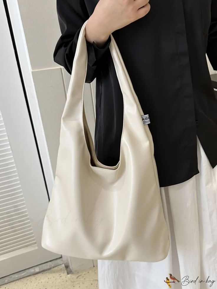 BirdinBag - Stylish PU Shoulder Bag for Women White Tote Baguette Bag For Shopping, White Baguette Tote Bag For Shopping, White Baguette Tote Bag For Errands, Versatile White Tote Baguette Bag, Versatile Pouch Bag For Shopping, White Versatile Baguette Tote Bag, Versatile White Baguette Tote Bag, White Pouch Hobo Bag For Shopping, Versatile White Handheld Hobo Bag