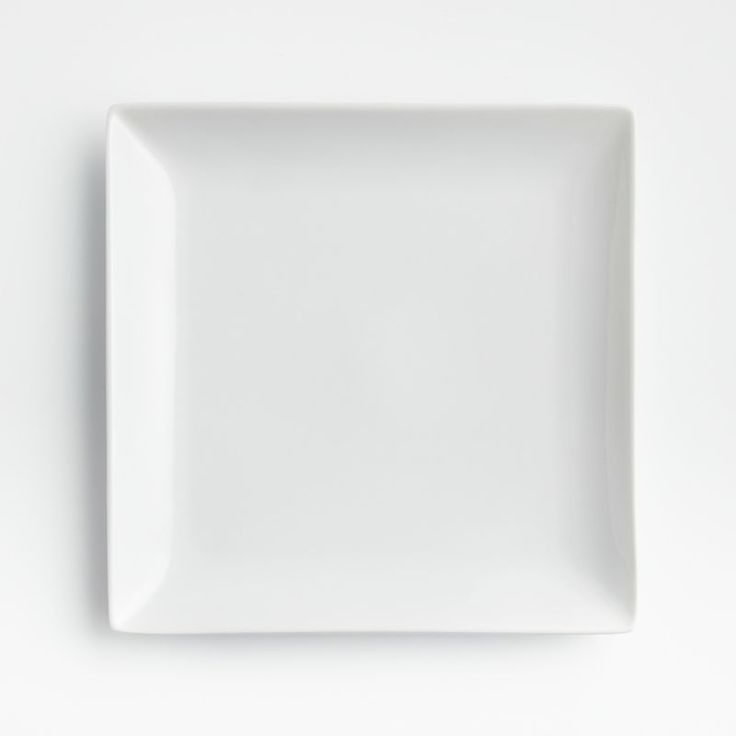 a square white plate on a white surface