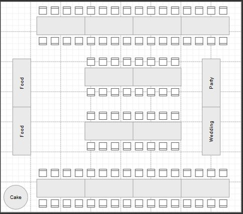 the seating plan for an event is shown in black and white, with squares on each side