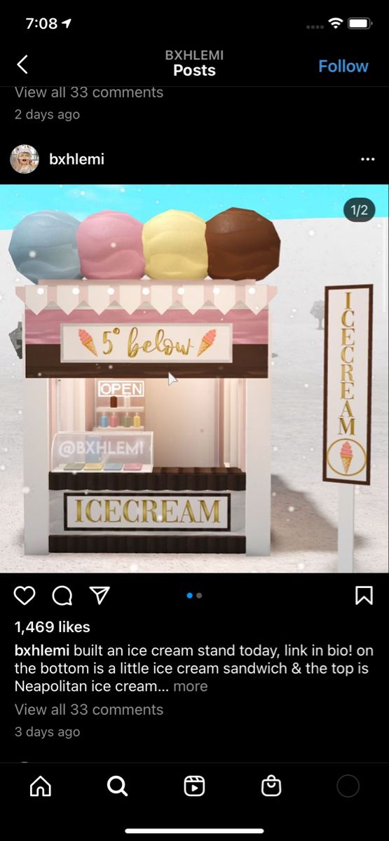 an ice cream stand is shown on the phone screen, and it appears to be for sale