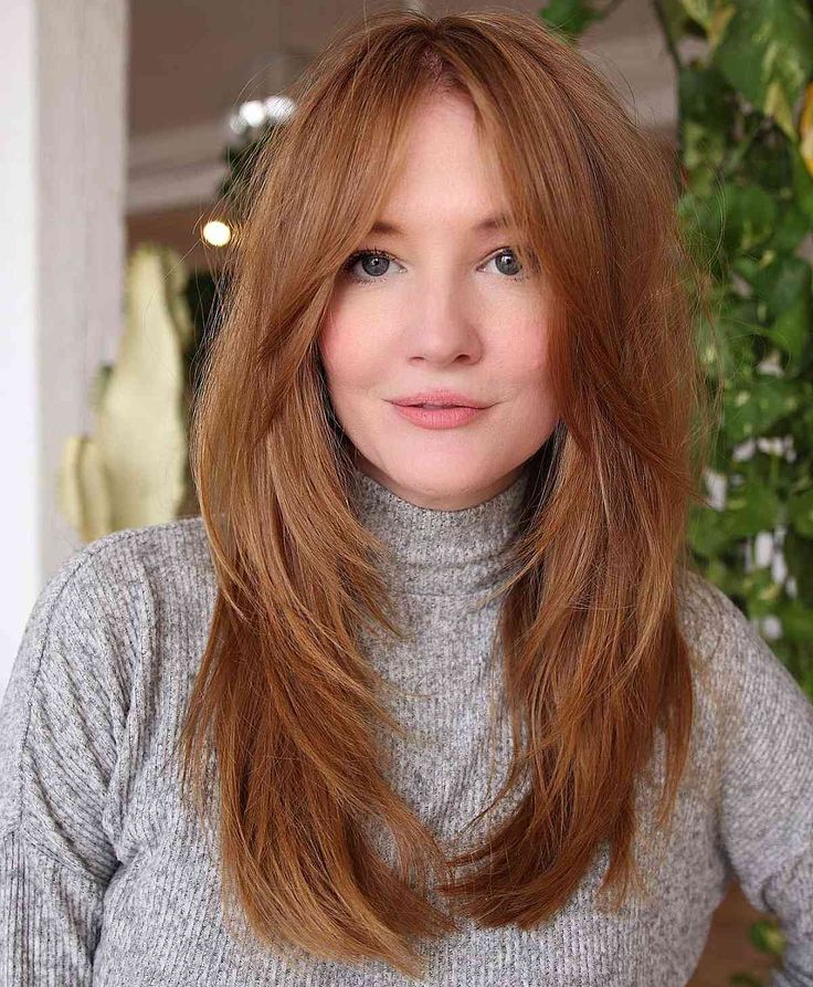 Long Haircut Long Bangs, French Haircut Long Layers, Semi Layered Haircut Medium Length, French Girl Haircut Long, Long Hairstyles For Fine Hair Straight, Floating Layers Hair, Haircuts For Fine Wavy Hair Long, Long Haircut No Bangs, Mod Length Haircut