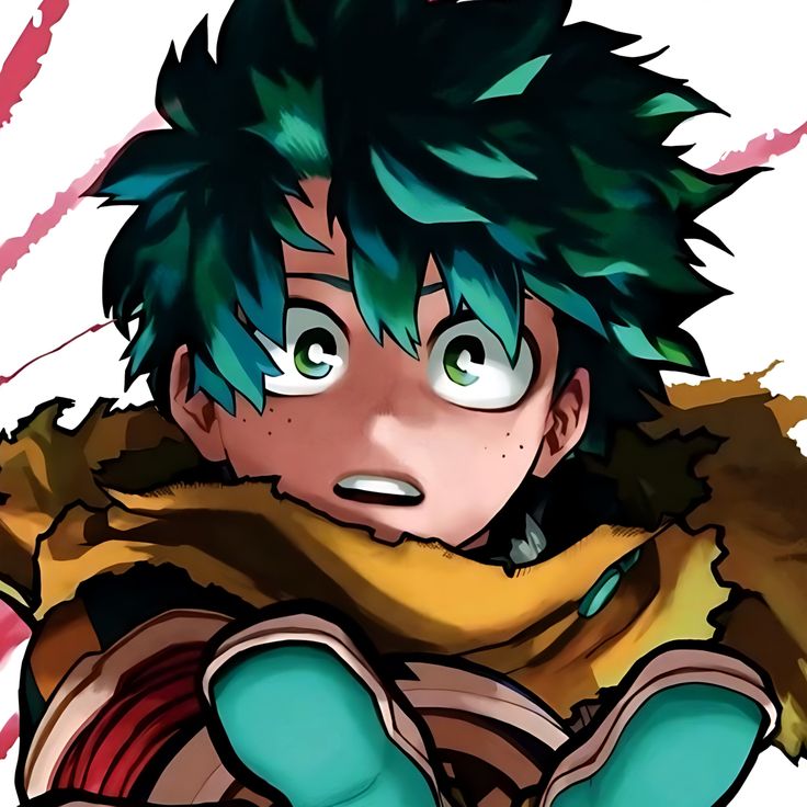 an anime character with black hair and green eyes, wearing a yellow scarf over his shoulders