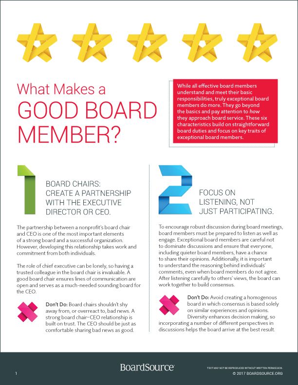 an advertisement with stars and text that says, what makes a good board member?