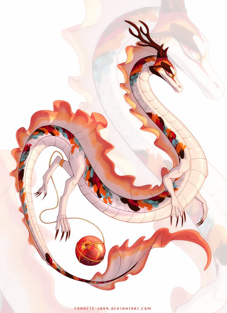 a drawing of a dragon with orange and red colors on it's body, sitting in front of a white background