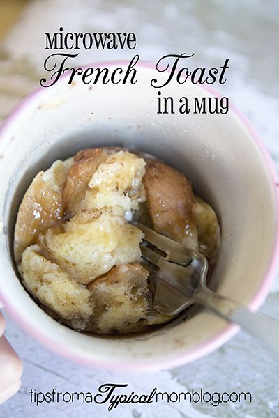 microwave french toast in a mug with spoon