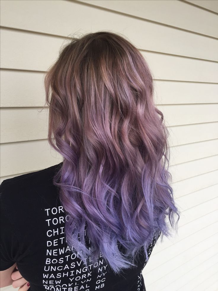 Brown Hair With Peek A Boo Highlights, Purple Hair With Tinsel, Balayage Hair Purple Lavender, Light Brown Hair With Purple Tips, Lavender Ombre Hair, Purple Hair Ombre, Ombre Purple Hair, Lavender Hair Ombre, Blonde Light Brown Hair