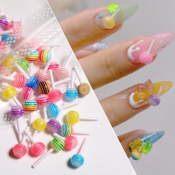 Just found this amazing item on AliExpress. Check it out! AU$2.90 38％ Off | 1 Bag Kawaii Lollypop 3D Nail Art Decoration Manicure Resin Butterfly Bear 3D Charm Rhinestone for Nails DIY Decor Accessories 3d Candy Nails, Candy Nails Designs 3d, Candy Nails, Colorful Nail Art, Nail Art Jewelry, Manicure Diy, Studded Nails, Thanksgiving Nails, Diy Nail Art