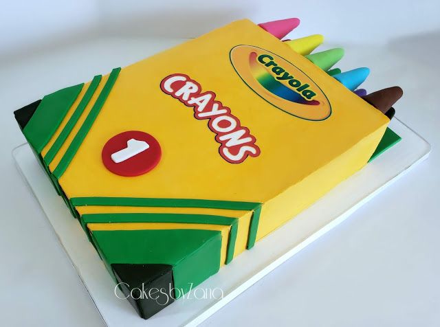 a cake made to look like crayons book